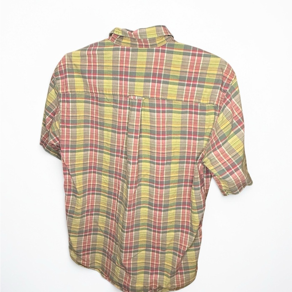 VINTAGE Pendleton Men's Red, Green and Yellow Plaid Button Down Shirt - Picture 3 of 6